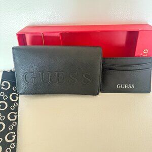 NWT & BOX Guess Sandria SLG Bifold Clutch Wristlet Purse and Card Wallet BLACK